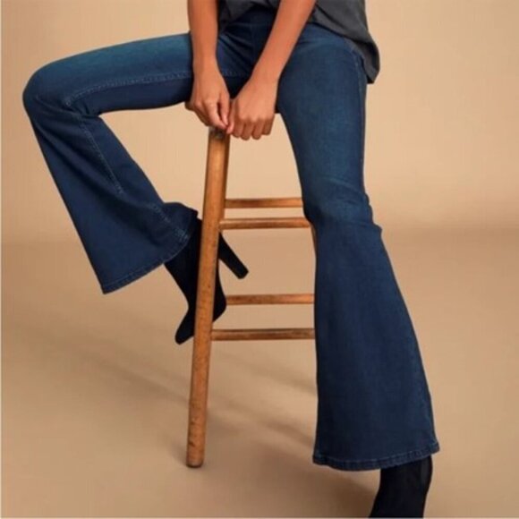 Free People Penny Pull On Flare Jean Dark Wash Size 29 - Picture 1 of 16